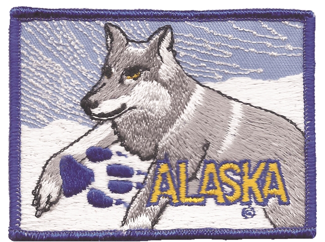 ALASKA wolf souvenir embroidered patch, AK