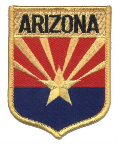 ARIZONA large flag shield uniform or souvenir embroidered patch, AZ, ARIZ