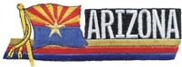 1106 - ARIZONA wavy flag ribbon souvenir embroidered patch, AZ, ARIZ