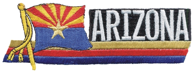 1106 - ARIZONA wavy flag ribbon souvenir embroidered patch, AZ, ARIZ