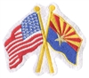 Arizona & US flags crossed uniform or souvenir embroidered patch, AZ, ARIZ