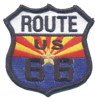 ARIZONA US 66 on AZ flag souvenir embroidered patch, AZ, ARIZ