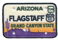 FLAGSTAFF embroidered ARIZONA license plate patch.