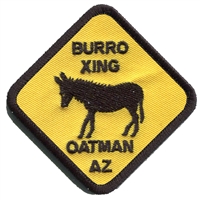 BURRO XING OATMAN AZ - Oatman Burro Xing highway sign. embroidered patch