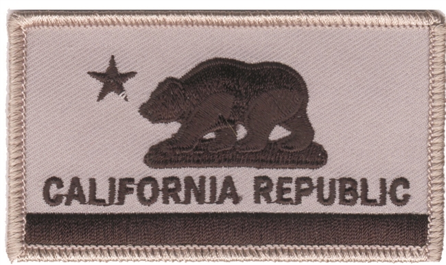 CALIFORNIA REPUBLIC flag grey on black uniform or souvenir embroidered patch