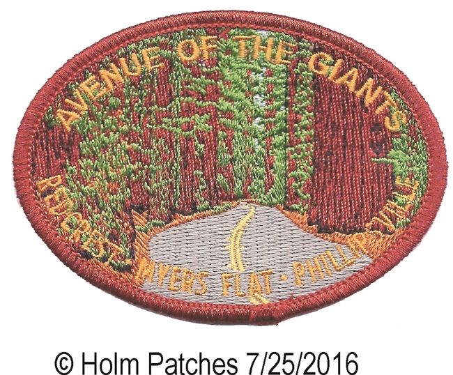 AVENUE OF THE GIANTS souvenir embroidered patch -  REDCREST - MYERS FLAT - PHILLIPSVILLE