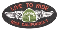 LIVE TO RIDE - RIDE CALIFORNIA 1 embroidered patch