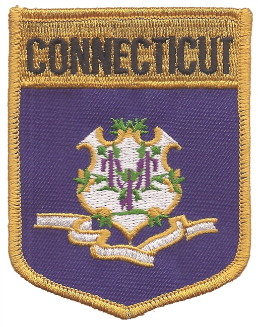 CONNECTICUT large flag shield embroidered patch for souvenir or uniform, CT