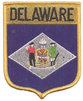 DELAWARE large flag shield embroidered patch for souvenir or uniform, DE