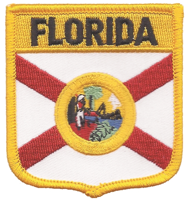 FLORIDA medium flag shield uniform or souvenir embroidered patch, FL