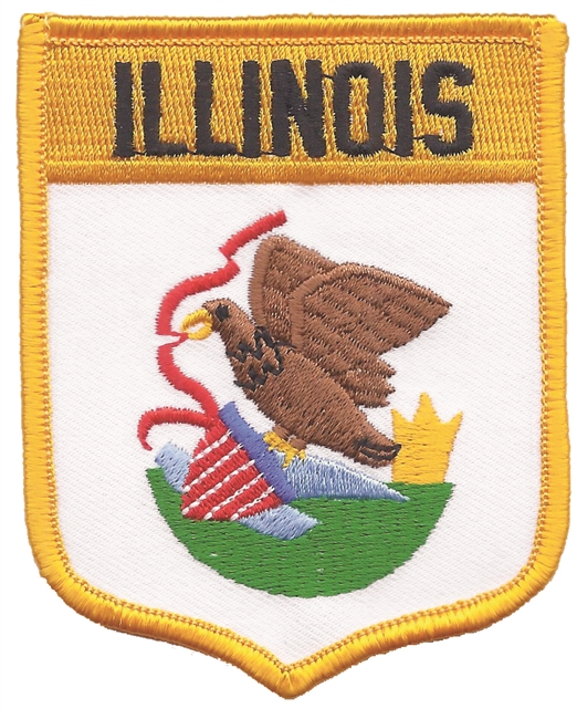 ILLINOIS large flag shield uniform or souvenir embroidered patch, IL