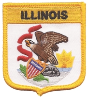 ILLINOIS medium flag shield souvenir or uniform embroidered patch, IL