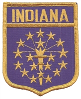 INDIANA large flag shield embroidered patch for souvenir or uniform, IN, IND