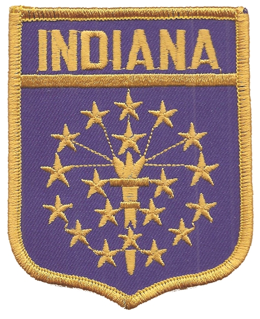 INDIANA large flag shield embroidered patch for souvenir or uniform, IN, IND