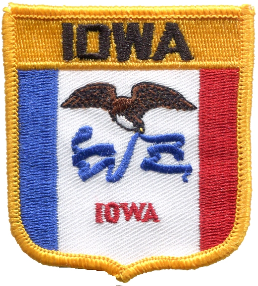 IOWA medium flag shield uniform or souvenir embroidered patch, IA