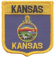 KANSAS medium flag shield uniform or souvenir embroidered patch, KS