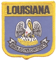 LOUISIANA medium flag shield uniform or souvenir embroidered patch, LA