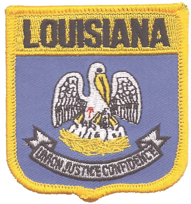 LOUISIANA medium flag shield uniform or souvenir embroidered patch, LA