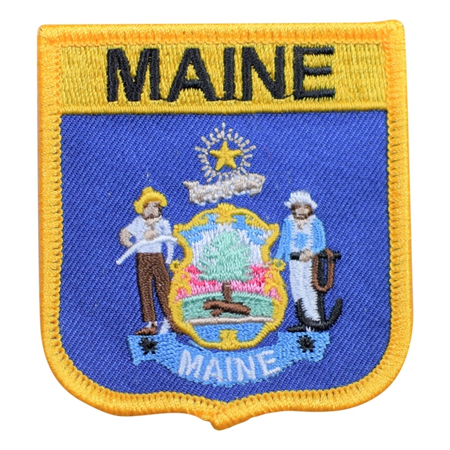 MAINE medium flag shield uniform or souvenir embroidered patch