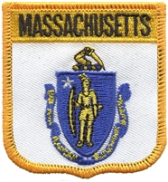 MASSACHUSETTS medium flag shield uniform or souvenir embroidered patch, MA