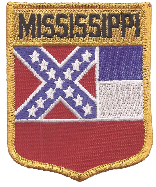 MISSISSIPPI large flag shield uniform or souvenir embroidered patch