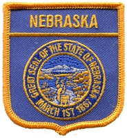 NEBRASKA medium flag shield souvenir embroidered patch, NE