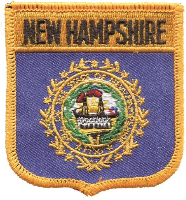 NEW HAMPSHIRE medium flag shield uniform or souvenir embroidered patch, NH