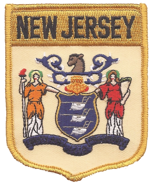 NEW JERSEY large flag shield uniform or souvenir embroidered patch, NJ