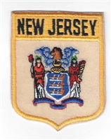 NEW JERSEY large flag shield uniform or souvenir embroidered patch, NJ