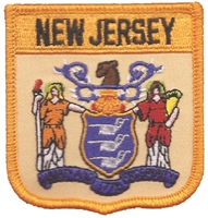 NEW JERSEY medium flag shield uniform or souvenir embroidered patch, NJ
