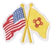 New Mexico & US flags crossed uniform or souvenir embroidered patch