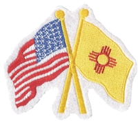 New Mexico & US flags crossed uniform or souvenir embroidered patch