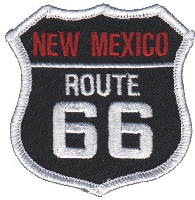NEW MEXICO ROUTE 66 on black twill souvenir embroidered patch, NM