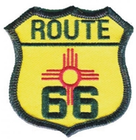 ROUTE 66 on New Mexico flag souvenir embroidered patch, NM