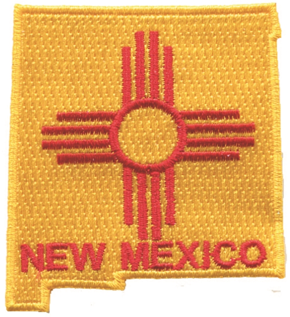 NEW MEXICO state shape & zia souvenir embroidered patch, NM