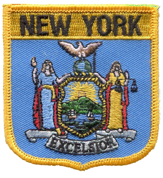 NEW YORK medium flag shield souvenir embroidered patch, NY
