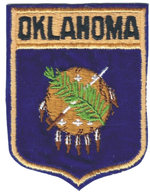 OKLAHOMA large flag shield uniform or souvenir embroidered patch, OK