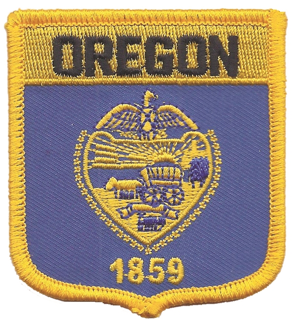 OREGON medium flag shield souvenir or uniform embroidered patch, OR