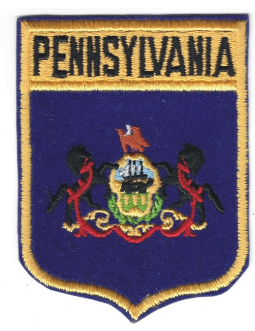 PENNSYLVANIA  flag shield souvenir embroidered patch, PA, PENN