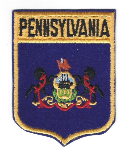 PENNSYLVANIA  flag shield souvenir embroidered patch, PA, PENN