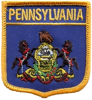 PENNSYLVANIA medium flag shield souvenir embroidered patch, PA, PENN