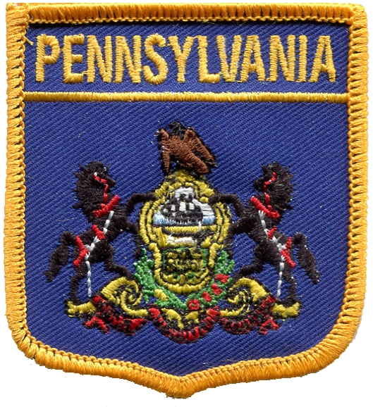 PENNSYLVANIA medium flag shield souvenir embroidered patch, PA, PENN