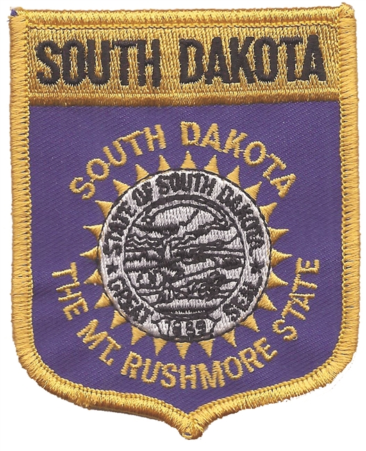 SOUTH DAKOTA large flag shield uniform or souvenir embroidered patch, SD