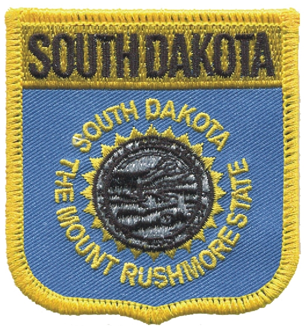 SD, SOUTH DAKOTA medium flag shield uniform or souvenir embroidered patch