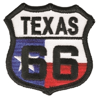 TEXAS 66 flag shield embroidered souvenir patch, TX, ROUTE 66