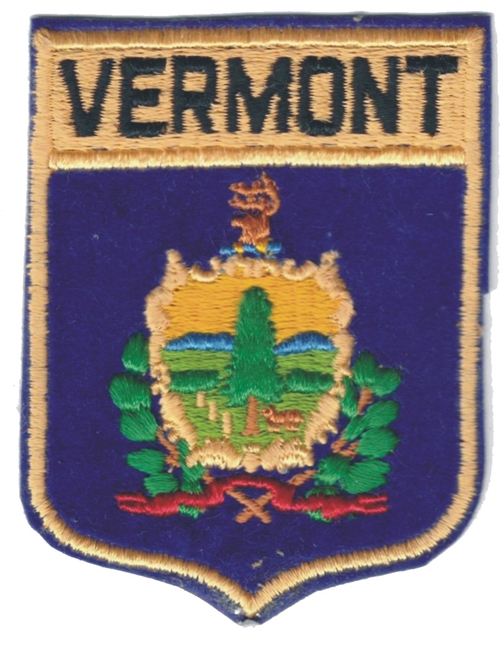 VERMONT large flag shield uniform or souvenir embroidered patch, VT