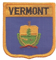 VERMONT medium flag shield uniform or souvenir embroidered patch, VT