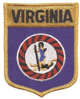 VIRGINIA large flag shield uniform or souvenir embroidered patch, VA