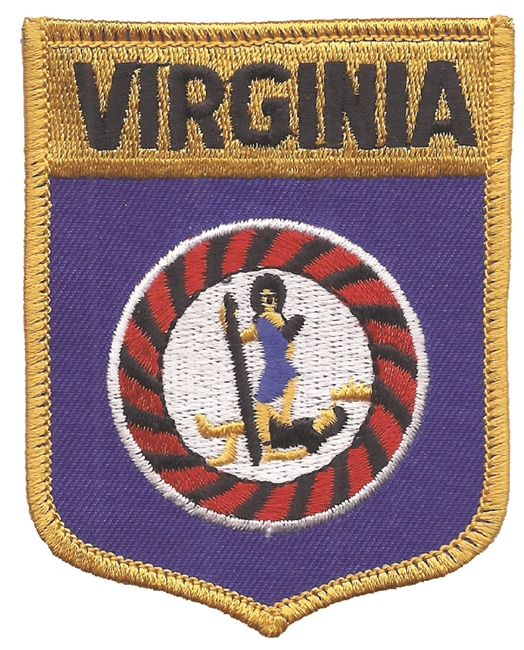 VIRGINIA large flag shield uniform or souvenir embroidered patch, VA