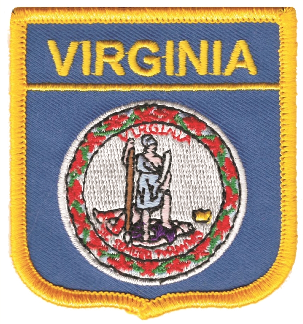 VIRGINIA medium flag shield embroidered patch, VA